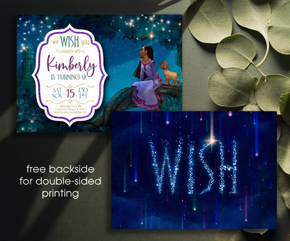 Wish Magic Asha customizable invitation template | Share or Print | girl | UD075