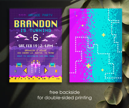 Arcade Gamer customizable invitation template | Share or Print | YC946