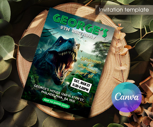 Jurassic World Dinosaur customizable invitation template | Share or Print | OM553