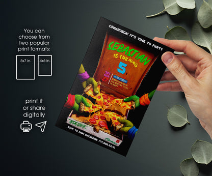 Teenage Mutant Ninja Turtles Mutant Mayhem customizable invitation template | Share or Print | boy | NL415