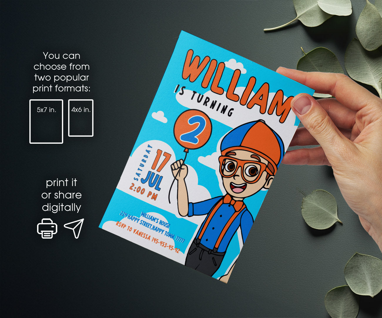 Blippi customizable invitation template | Share or Print | AO168