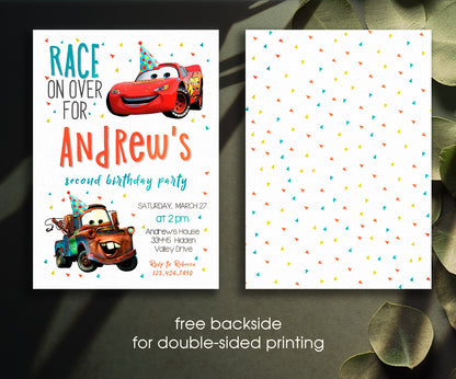 Cars Lightning McQueen customizable invitation template | Share or Print | boy | AI626