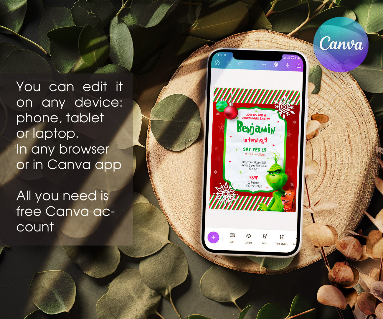 The Grinch  Merry Grinchmas customizable invitation template | Share or Print | PU426