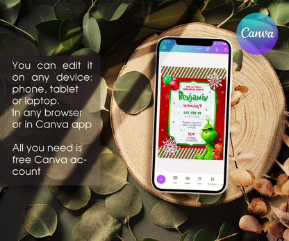 The Grinch  Merry Grinchmas customizable invitation template | Share or Print | PU426