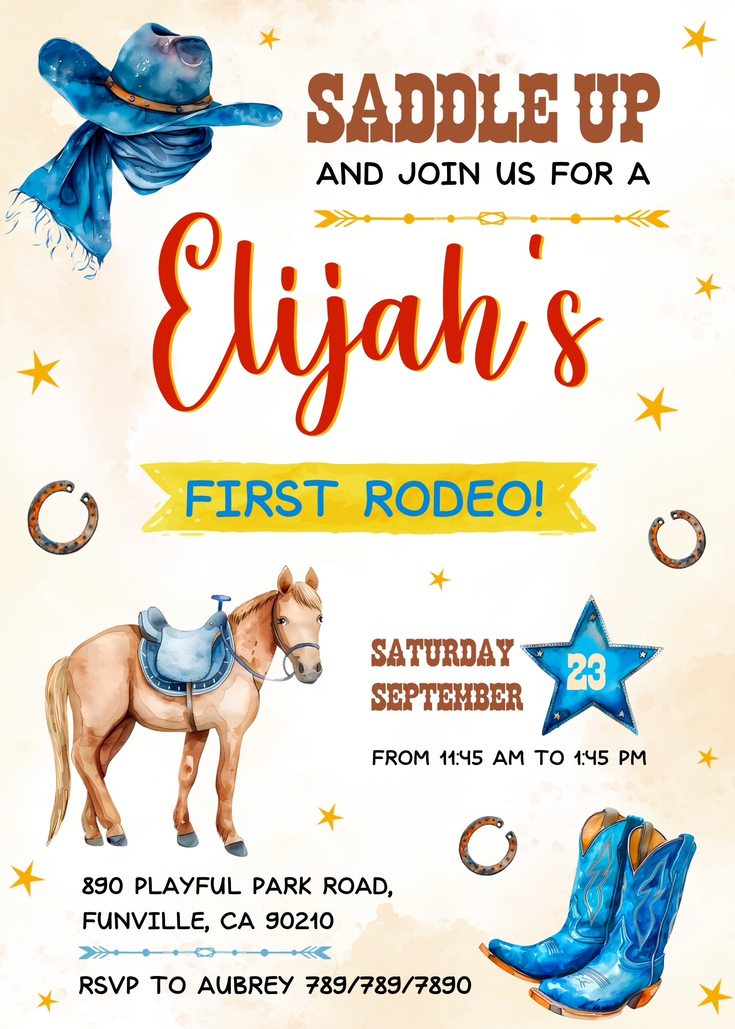 Cowboy Rodeo customizable invitation template | Share or Print | boy | VM764