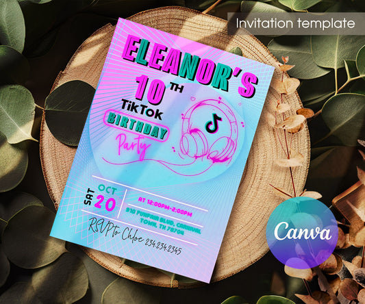 Tik Tok Party customizable invitation template | Share or Print | FC700