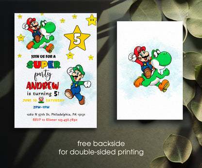 Super Mario Bros customizable invitation template | Share or Print | XK771