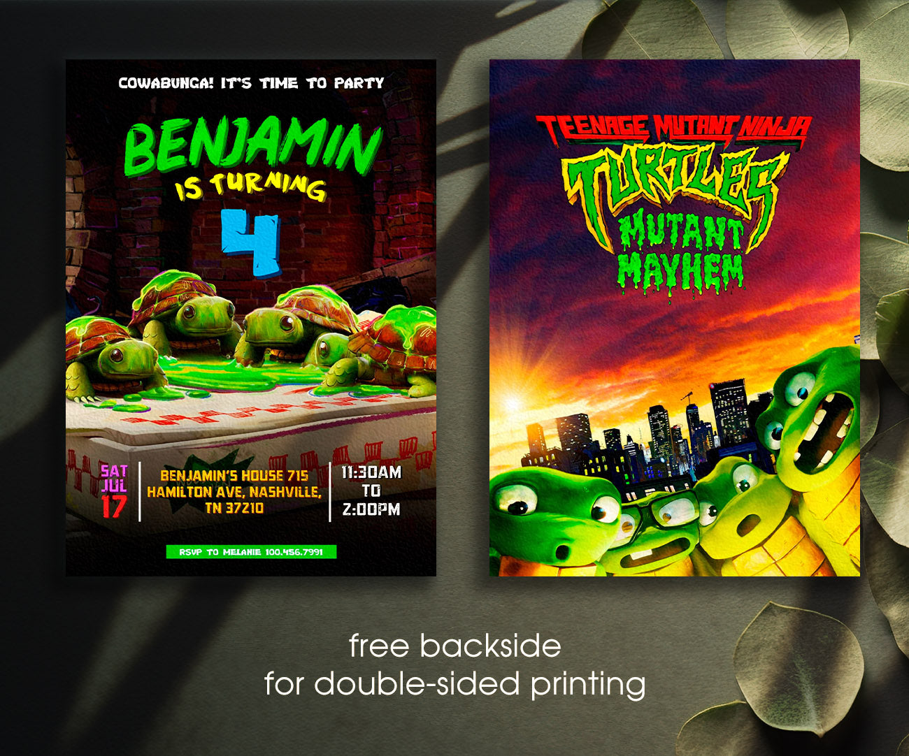 Teenage Mutant Ninja Turtles Mutant Mayhem customizable invitation template | Share or Print | boy | NZ115