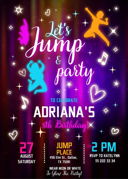 Trampoline Jump Party customizable invitation template | Share or Print | ZG224