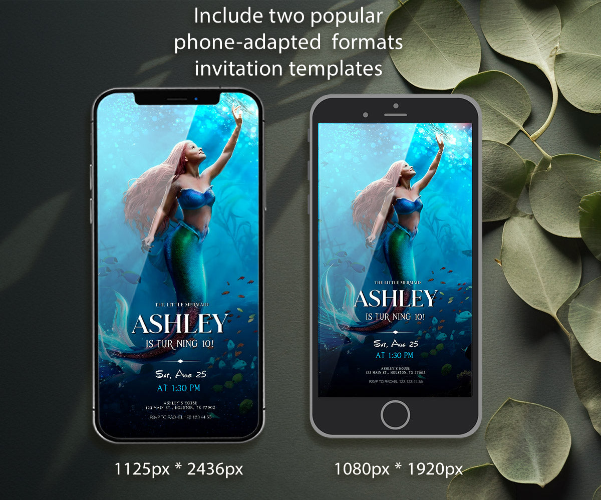 The Little Mermaid Ariel customizable invitation template | Share or Print | girl | GJ826