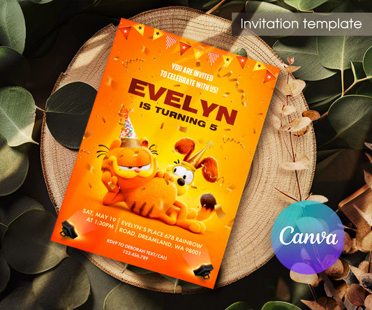 Garfield Orange Cat customizable invitation template | Share or Print | boy | IE426