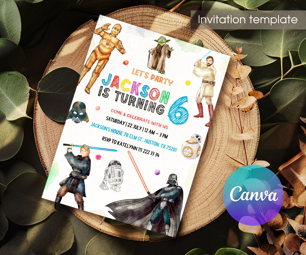 Star Wars Darth Vader customizable invitation template | Share or Print | boy | TG038