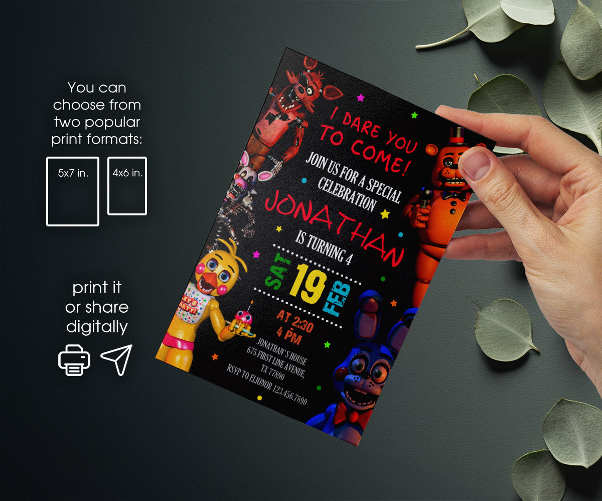 Five Nights at Freddy's customizable invitation template | Share or Print | JP261