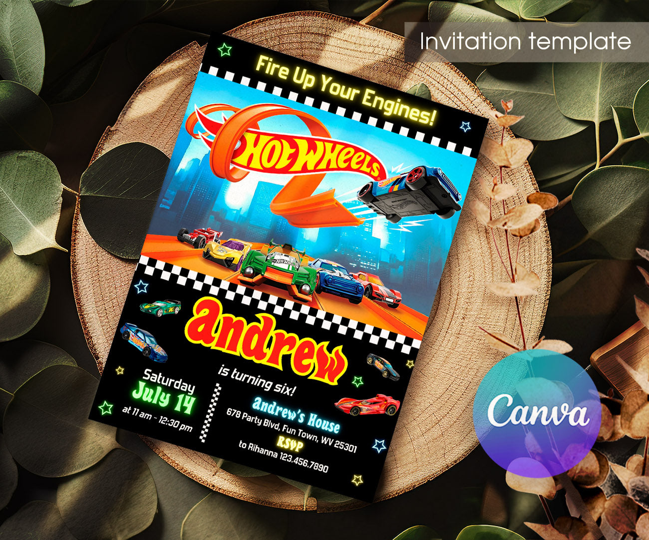 Hot Wheels Racing customizable invitation template | Share or Print | boy | IQ850