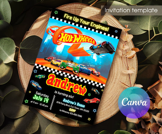 Hot Wheels Racing customizable invitation template | Share or Print | boy | IQ850