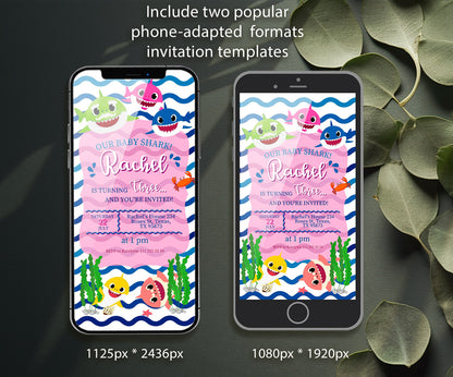 Baby Shark customizable invitation template | Share or Print | ZK896