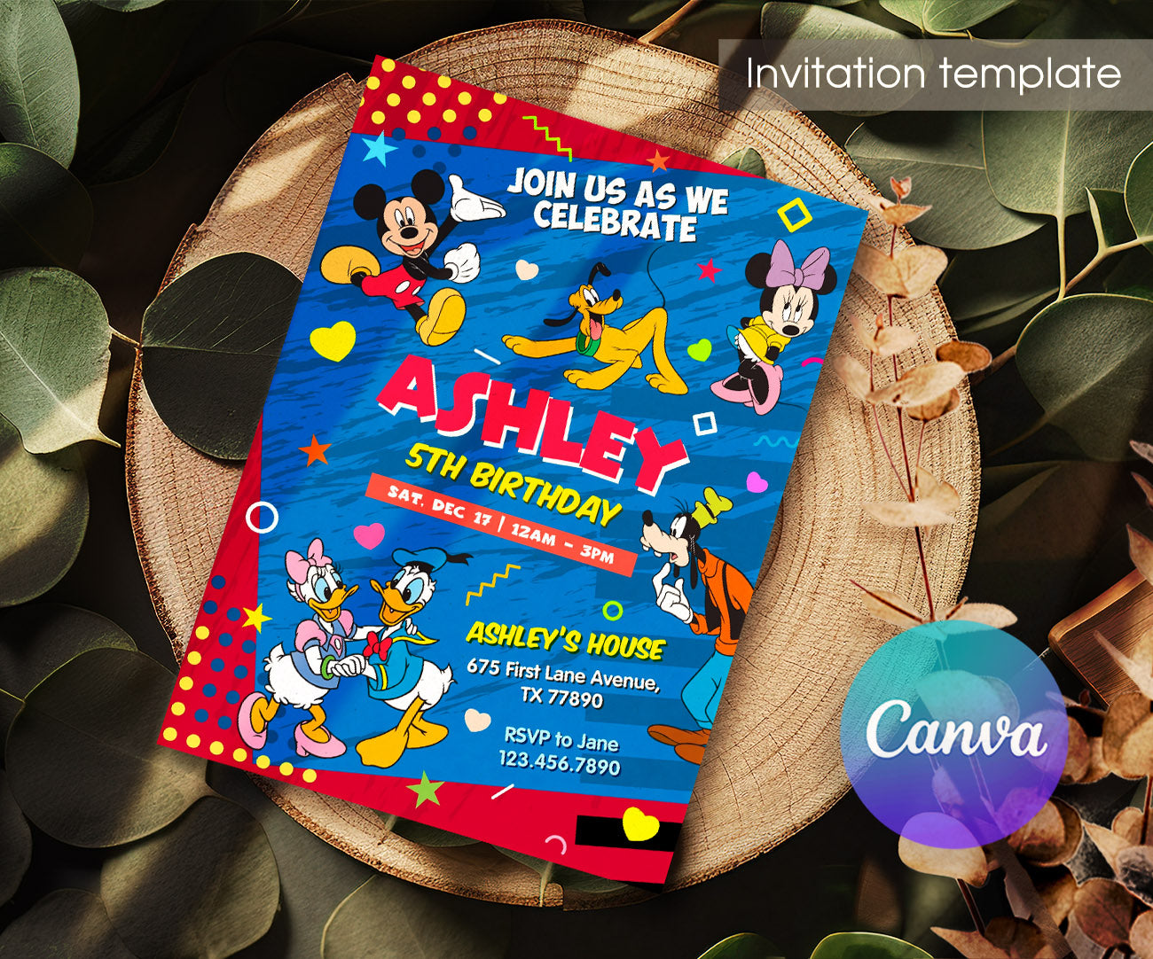 Clubhouse Mickey Mouse customizable invitation template | Share or Print | RU695