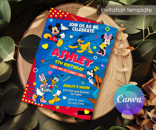 Clubhouse Mickey Mouse customizable invitation template | Share or Print | RU695