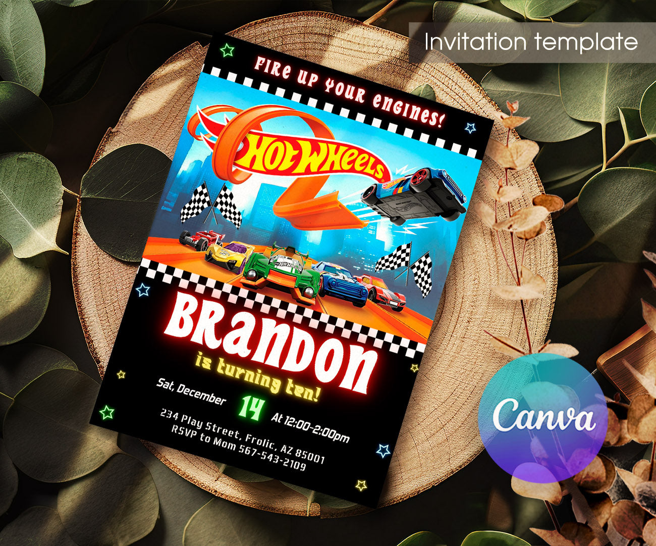 Hot Wheels Racing customizable invitation template | Share or Print | boy | ZO947