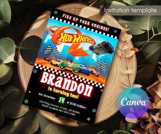 Hot Wheels Racing customizable invitation template | Share or Print | boy | ZO947