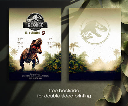 Jurassic World Dinosaur customizable invitation template | Share or Print | VS751