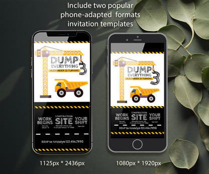 Dump Truck Construction customizable invitation template | Share or Print | boy | NO701