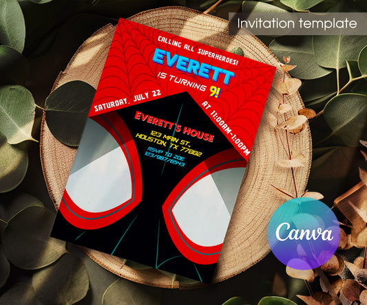 Spider Man Across the Spider-Verse customizable invitation template | Share or Print | boy | CD608