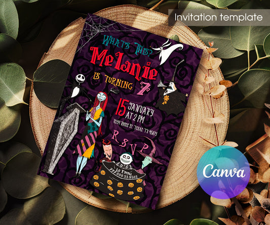 The Nightmare Before Christmas Halloween customizable invitation template | Share or Print | AT404