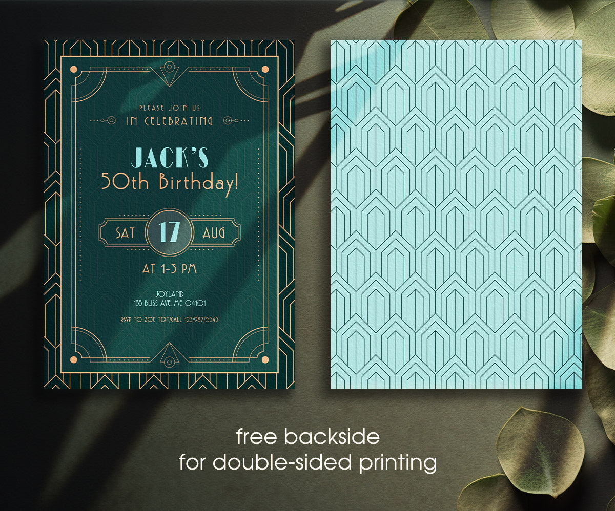 The Great Gatsby Art Deco customizable invitation template | Share or Print | ZF907