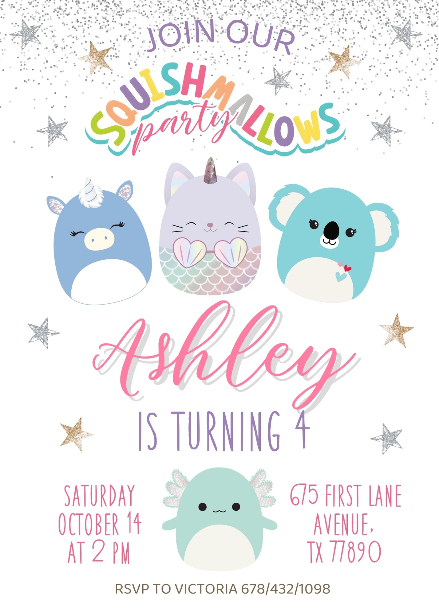 Squishmallows customizable invitation template | Share or Print | ZR387