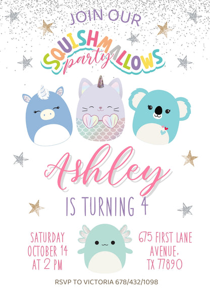 Squishmallows customizable invitation template | Share or Print | ZR387