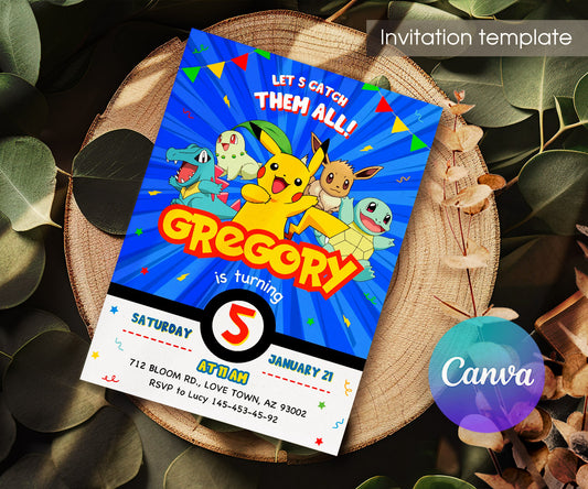 Pokemon Pikachu customizable invitation template | Share or Print | RO860