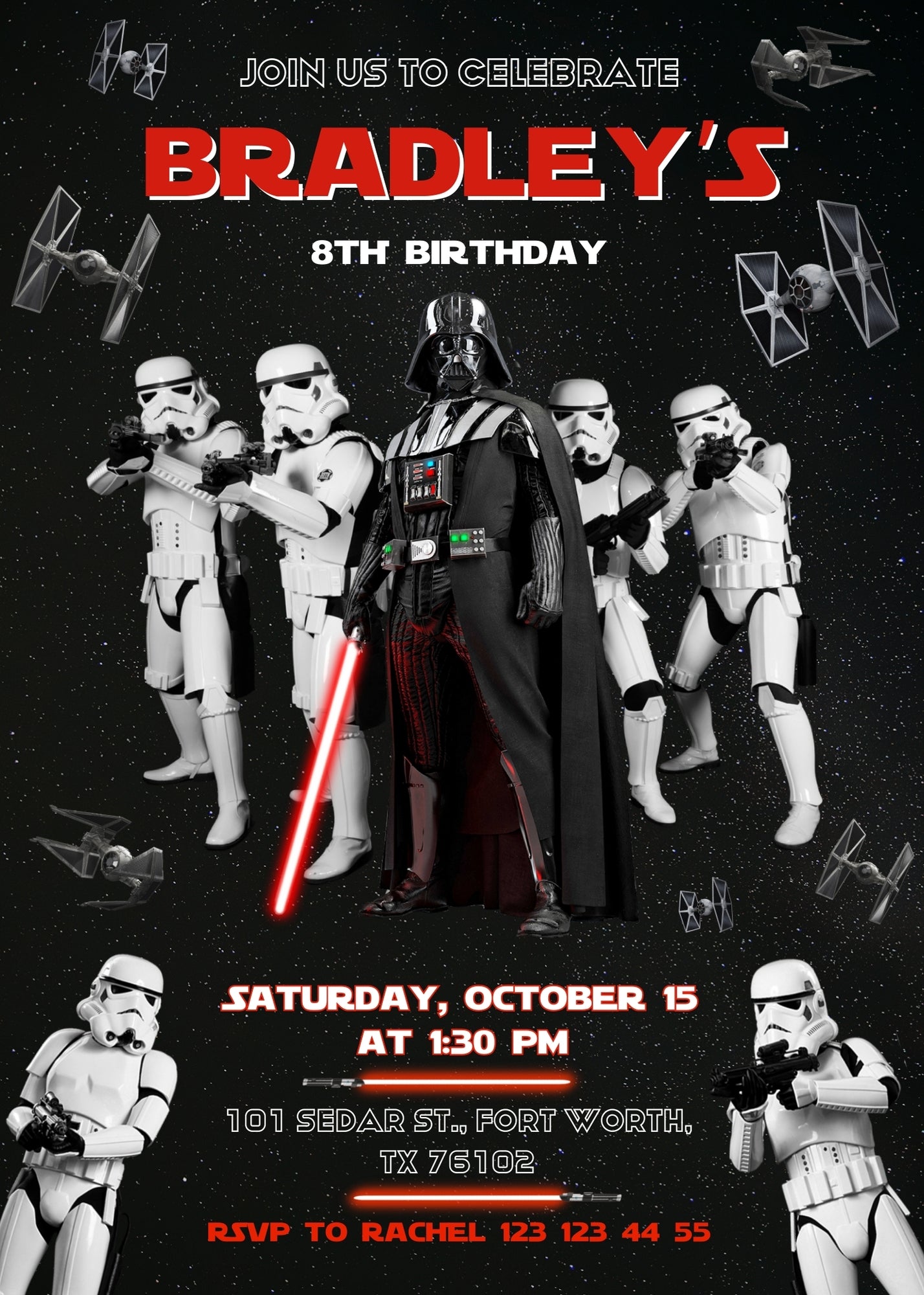 Star Wars Darth Vader customizable invitation template | Share or Print | boy | VX230