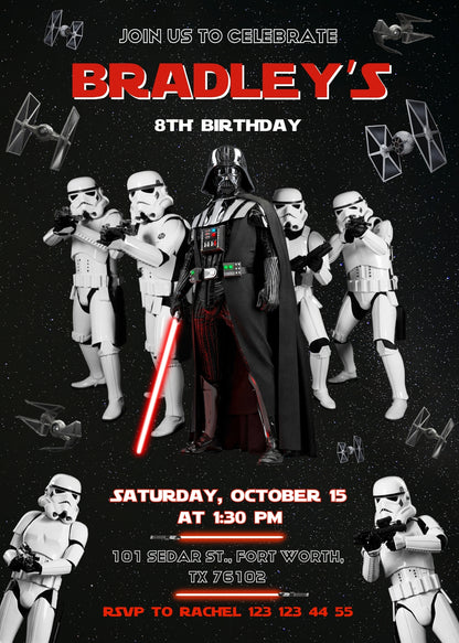Star Wars Darth Vader customizable invitation template | Share or Print | boy | VX230