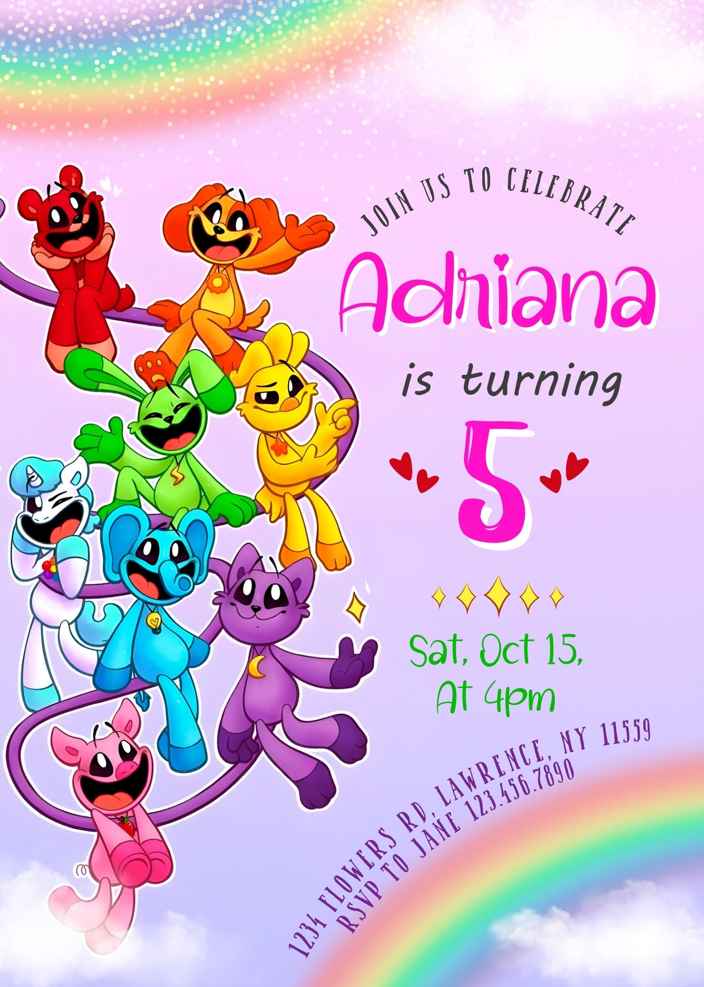 Smiling Critters customizable invitation template | Share or Print | JH855