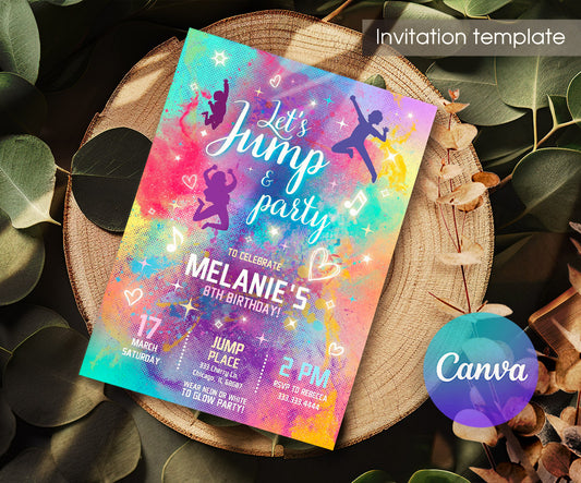 Trampoline Jump Party customizable invitation template | Share or Print | QE200