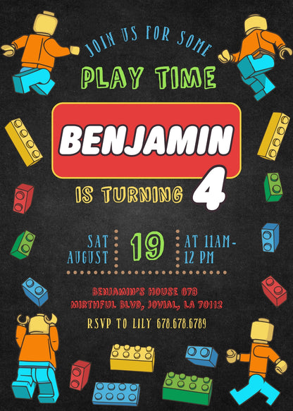 Lego Minifigures customizable invitation template | Share or Print | FC188