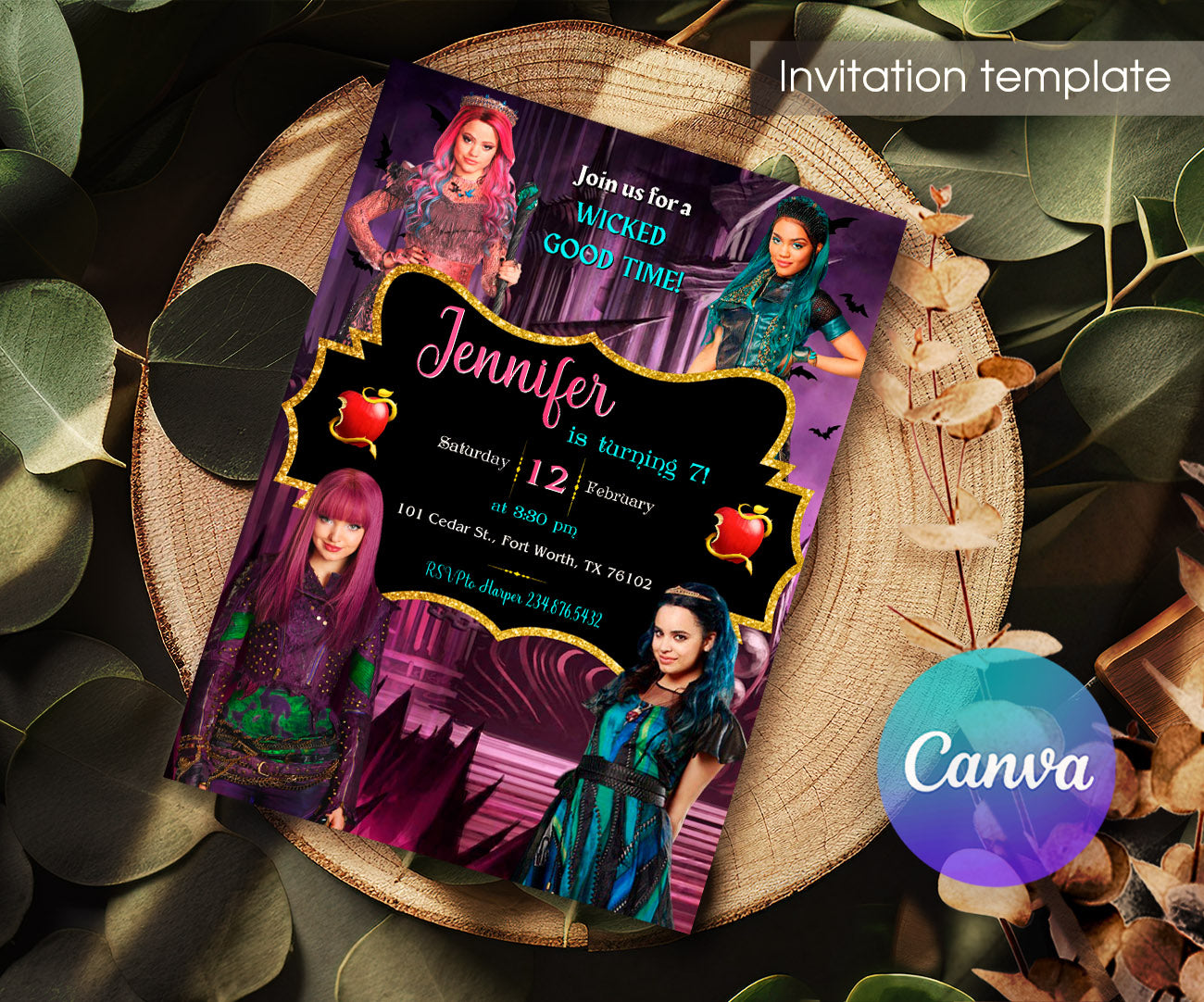 Descendants Disney customizable invitation template | Share or Print | KG066