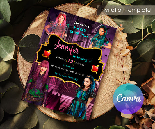 Descendants Disney customizable invitation template | Share or Print | KG066