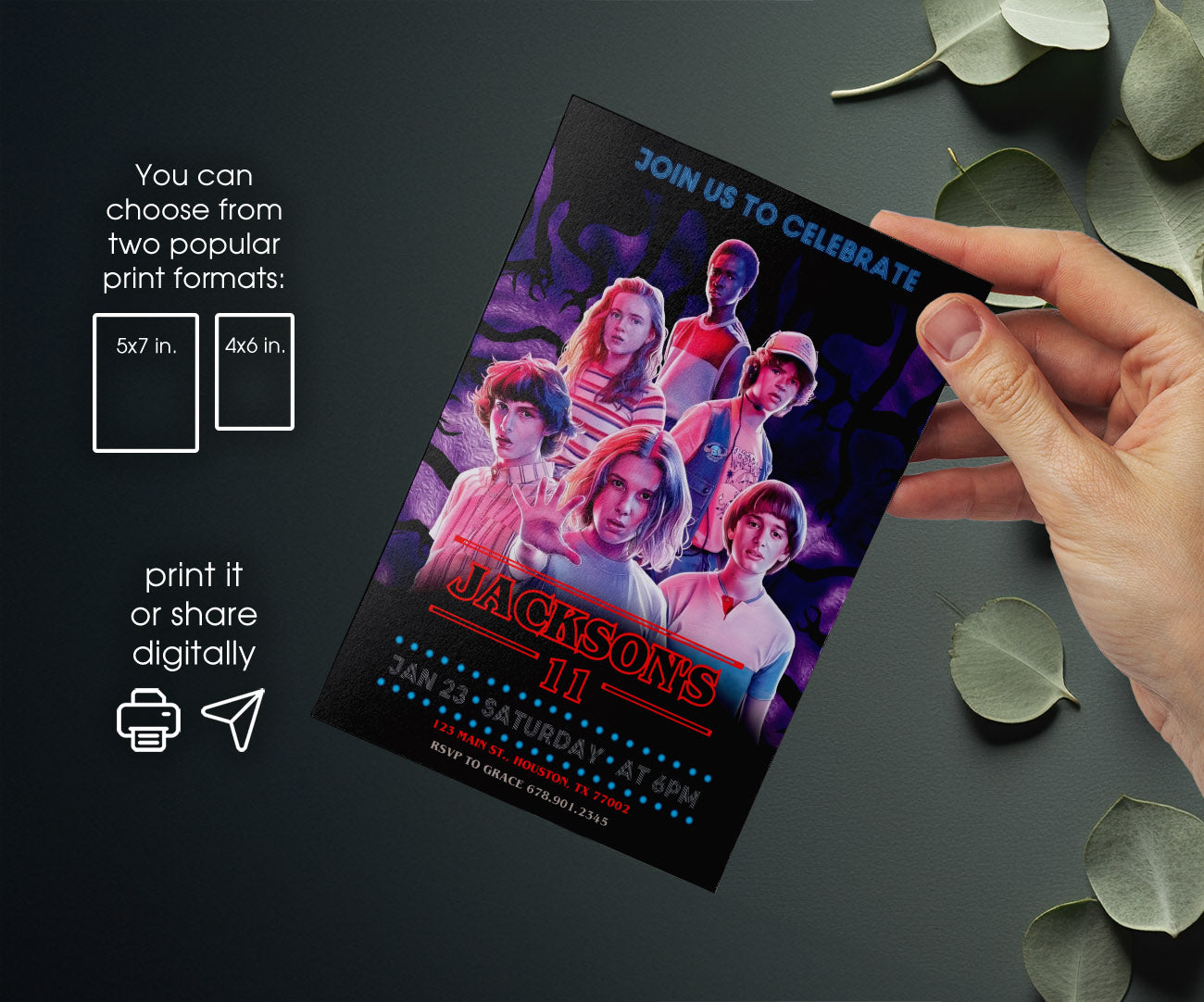 Stranger Things customizable invitation template | Share or Print | ZB678