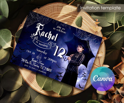 Wednesday Addams customizable invitation template | Share or Print | girl | ZT560