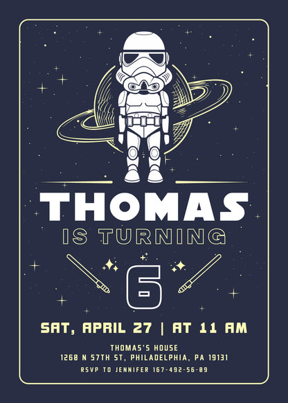 Star Wars Darth Vader customizable invitation template | Share or Print | boy | RR113