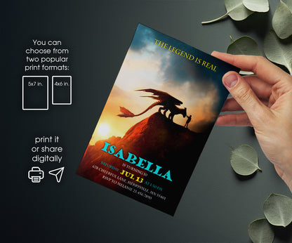 How to Train Your Dragon Night fury Toothless customizable invitation template | Share or Print | AT348