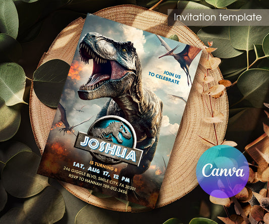 Jurassic World Dinosaur customizable invitation template | Share or Print | DR173