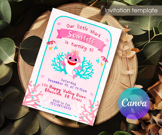 Baby Shark customizable invitation template | Share or Print | KK973