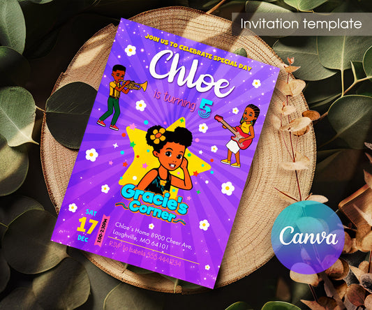 Gracie's Corner Music customizable invitation template | Share or Print | girl | YK692