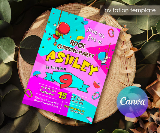 Rock Climbing customizable invitation template | Share or Print | BW805