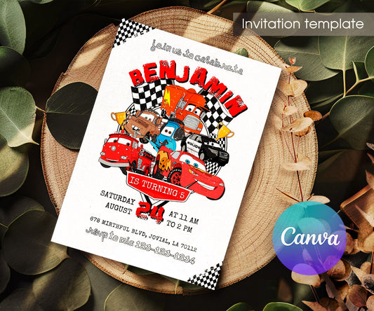 Cars Lightning McQueen customizable invitation template | Share or Print | boy | OP740