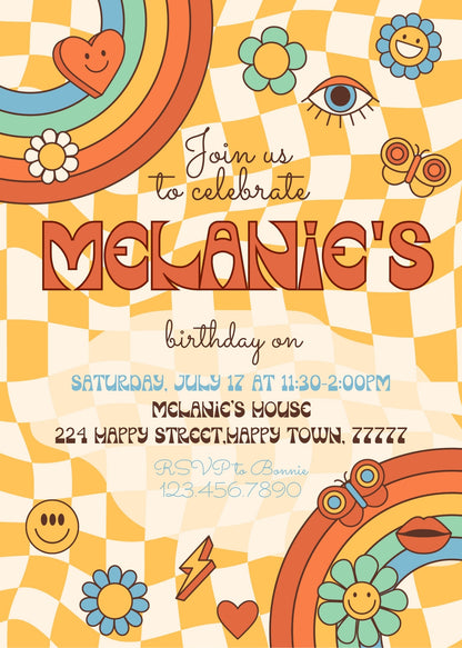 Disco Party 80th 90th customizable invitation template | Share or Print | QQ357