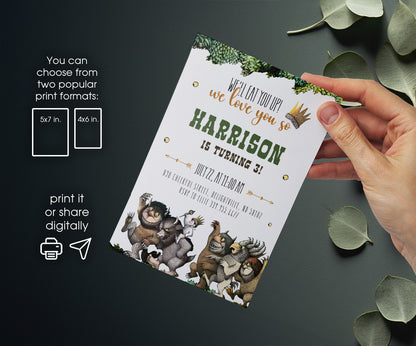 Where The Wild Things Are Maurice Sendak customizable invitation template | Share or Print | AN259